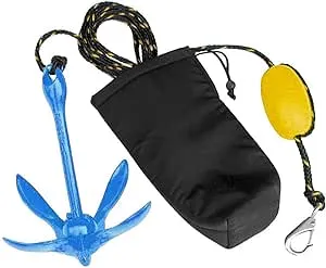 Marine Kayak Anchor Kits 3.5 lb Folding Anchor Accessories with 30 ft Rope for Fishing Kayaks, Canoe, Jet Ski, SUP Paddle Board and Small Boats