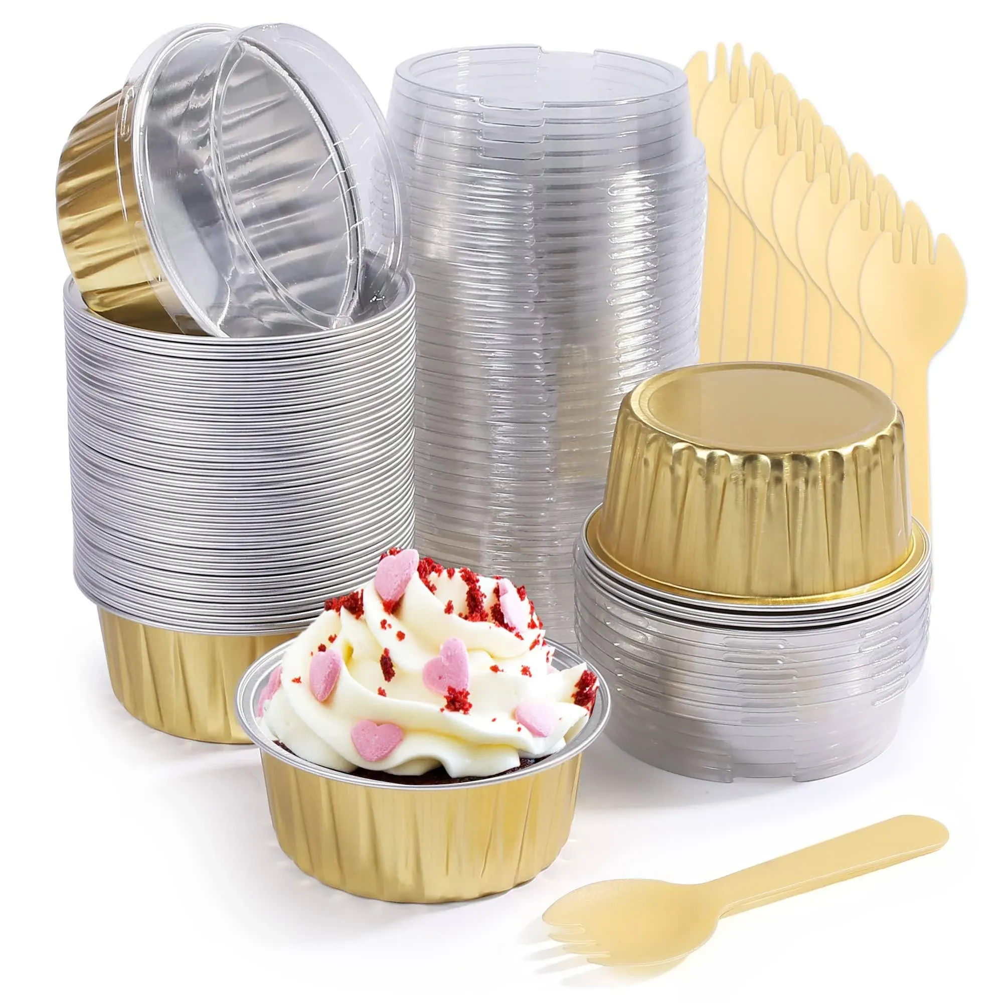 LotFancy Aluminum Foil Baking Cups with Lids and Spoons