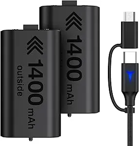 Fast Charging Rechargeable Battery Pack for Xbox Series X|S,2X1400mAH Xbox Battery Pack with 10FT USB C Charging Cable and Micro USB, Xbox One Controller Battery Pack for Xbox One/S/X/Elite