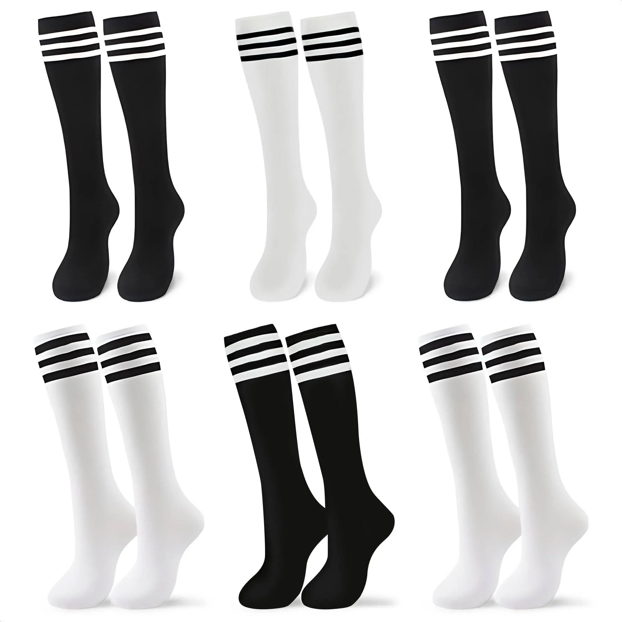 V Tower Soccer Socks for Girls Knee High Socks White Soccer Socks Youth Long Socks for Boys 8-10 Years