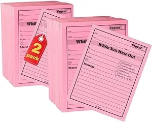 1InTheOffice Message pad While You Were Out Pads, 4.25 x 5.5 Inches, Pink, 50 Sheets/Pad, 12 Pads/Pack, pack of 2