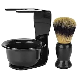 3-in-1 Shaving Brush Kit Includes Badger Hair Shaving Brush Shaving Bowl Razor & Brush Holder Shaving Brush Set for Father Husband Boyfriend Birthday and Valentines Day Gifts