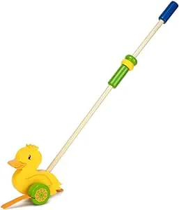 Wooden Wonders Push-n-Pull Waddling Duckling with Rubber Feet by Imagination Generation