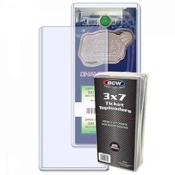 BCW 3x7 - Ticket Toploader (25 Pack) - Rigid PVC Sleeve for Photos, Prints, Tickets, and More | Crystal Clear Topload Holder for Trading Cards, Memorabilia, Collectibles, and Events