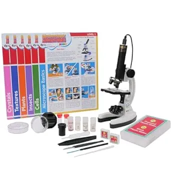 IQCREW Kid's Premium 85+ Piece Microscope, Color Camera and Interactive Kid's Software Kit with Educational Experiment Cards