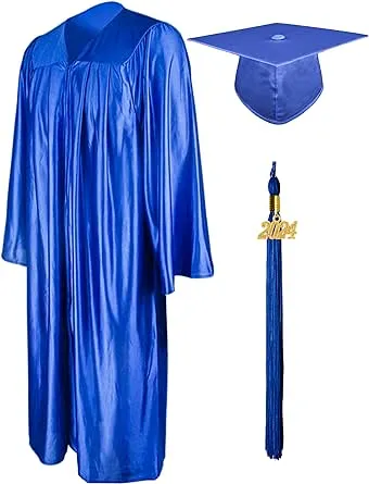 GraduationMall Shiny Graduation Cap and Gown with 2025 Tassel for High School and Bachelor