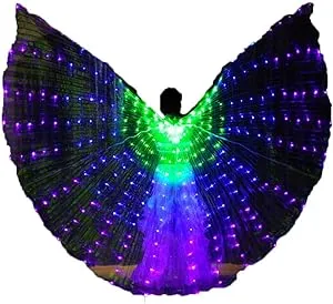 O3 Belly Dance LED Isis Wings with Telescopic Sticks Glow Light Up Angel Costumes