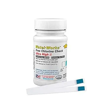 Industrial Test Systems WaterWorks 480124 Free Chlorine Test Strip, Ultra High II Range, 61 Seconds Test Time, 0-2000ppm Range (Bottle of 50)