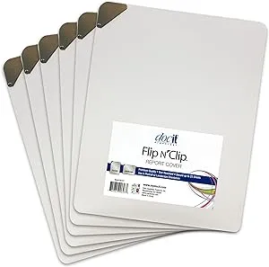 DocIt Flip n&#039; Clip Report Cover with Swing Clip, 6-Pack, Each Holds 25 sheets