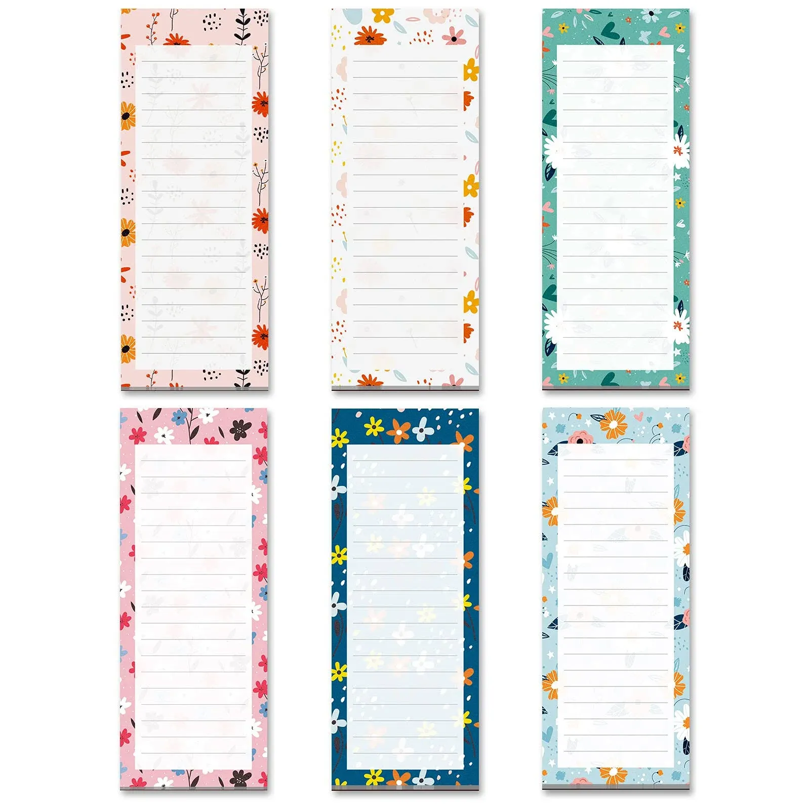 Grocery List Magnet Pad Floral Pattern 6 Pack