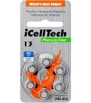 iCellTech Size 13 MF Zinc Air Hearing Aid Batteries (60 pack)