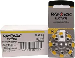 Rayovac Extra Hearing Aid Batteries, Size 10 (80 Total Batteries)