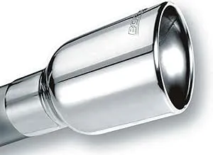 BORLA 20155 Exhaust Tip 2.5" Inlet - 4.25" x 3.5" Single Oval Rolled-Edge Angle-Cut Lined Outlet - 7" Long Exhaust Tip Embossed With BORLA Logo. Clamp On Mounting Method. Clamp Included.