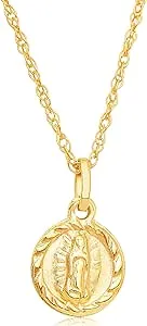 Kids Collection 14K Yellow Gold Virgin Mary Medal Necklace