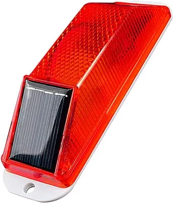 Solar Strobe Warning Light: Sensitive LED Warning Lamp High Bright Waterproof IP65 Light Control Flashing Beacon Barricade Construction Safety Traffic Light for Driveways Dock (Red)