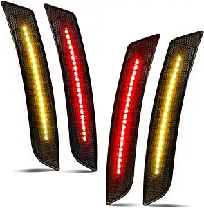 RUXIFEY Smoked LED Side Marker Lights Front Rear Bumper Sidemarker Reflectors Compatible with 2016 to 2021 Camaro Red Amber - Pack of 4