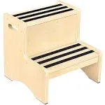 Naitesen Natural Wooden Step Stool for Kids Toddler Non-Slip Sturdy Two Step ...