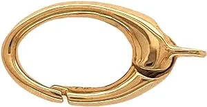 14K Solid Yellow Gold Oval Push Clasp Spring-Loaded Hinge