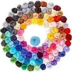 Habbi 100 Colors Needle Felting Wool - Fibre Wool Roving for DIY Craft Materials, Needle Felt Roving for Spinning Blending Custom Colors