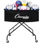 Champion Sports Volleyball Cart with Wheels, Holds up to 40 Balls - Collapsible, Portable Ball Storage with Sturdy Aluminum Frame, Hammock Style Bag - Premium Volleyball Equipment and Accessories