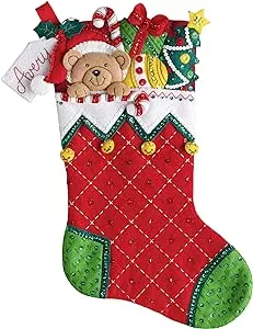 Bucilla Felt Stocking Applique Kit for Holiday Teddy