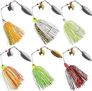 Spinnerbait Fishing Lures Kit Set, 6pcs Bass Fishing Buzzbait Style A-6pcs