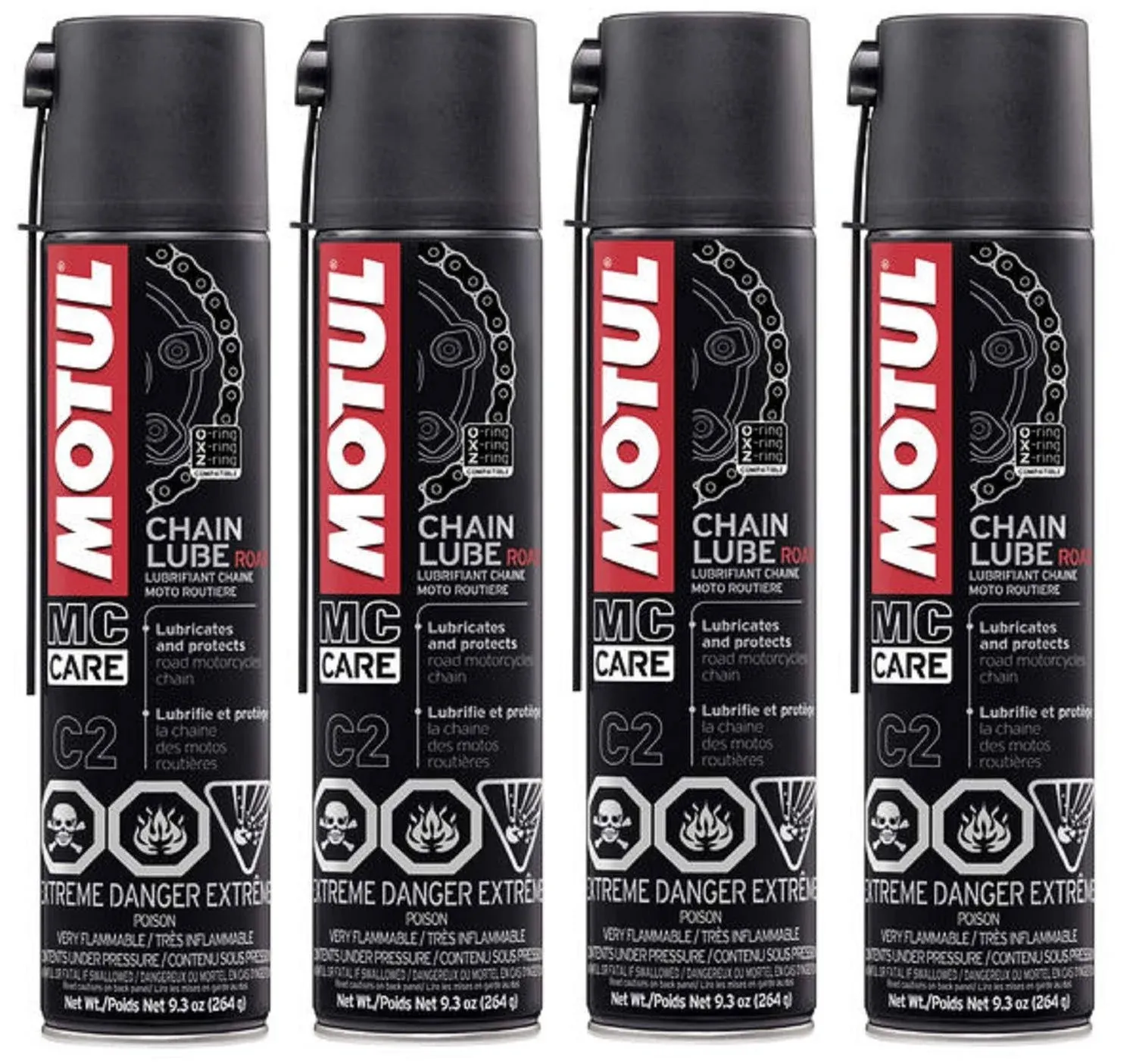 Motul 103244 Set of 4 C2 Chain Lube Road 9.3 Ounce Cans