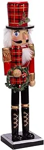 Black, Gold & Red Plaid Nutcracker 15"