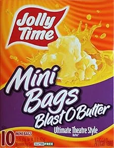 JOLLY TIME Blast O Butter Minis Microwave Popcorn, 1.5 oz, 10 Count Theatre Style Butter Gluten-Free