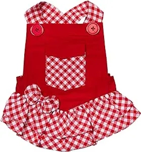 Red Gingham Overalls Dress for Pets X-Small 22120768