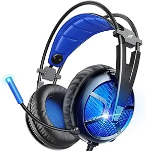 ABKONCORE PC Headset with Dynamic Sensory & Noise-Cancelling Mic, 7.1 Surround Sounds, Mute Controls, LED Light, RGB Light for WFH PC, Laptop, Mac (