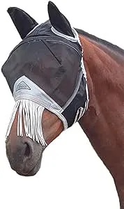 FINE MESH Fly MASK with Nose Fringe (Pony, Black)