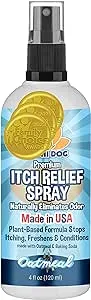 Anti Itch Oatmeal Spray for Dogs and Cats | 100% Natural Soothing Relief for Dry Itchy Bitten or Allergy Damaged Skin Treatment | Professional