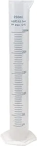 250ml Graduated Cylinder, PP, Blue Printed Graduations, Karter Scientific