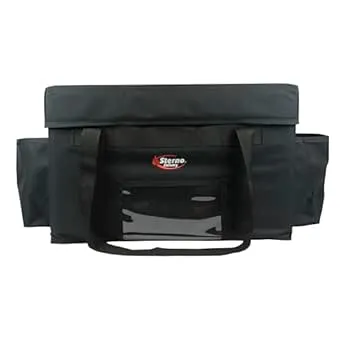 Sterno 70532 Delivery Deluxe Black Customizable 2XL Insulated Food Carrier, 22" x 13" x 17 3/4"- Holds (10) 9" x 9" x 3" Meal Containers