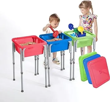 Special Supplies Sensory Activity Table for Kids and Toddlers with 3 Plastic Buckets, Easy Build Frame, and 7 Beach Toys for Interactive, Hands-On Learning Water, Sand, and STEM Play