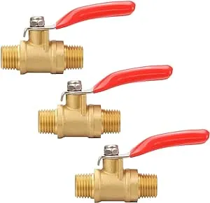 3 Pcs 1/4&#034; Brass Water Mini Ball Valve Shut off Switch with 180 Degree Operation