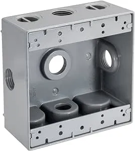 TOPAZ 3/4" Double Gang Weatherproof Boxes 5 Hole | Electrical Box, Gray