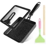 Tamagoyaki Pan - Japanese Egg Pan with Lid - Japanese Omelette pan Nonstick - Omelet Pan for Japanese Food - Square Frying Pan