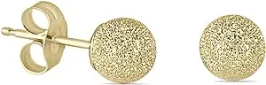 14K Yellow Gold 4MM - 8mm Laser Cut Ball Stud Earrings