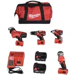 Milwaukee 2695-24 M18 4pc Combo Kit w/ Two FREE 2648-20 M18 Random Orbit Sanders