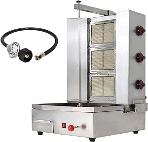 Li Zhen 3 Burners Shawarma Machine Commercial Chicken Shawarma Machine Gyro Grill Rotating Kebab Machine for Commercial Kitchen Use, Silver