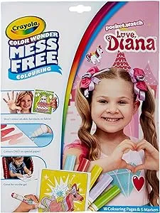 CRAYOLA Colour Wonder Love Diana, Mess Free Colouring Pages With 5 Markers Included, 23 Piece Set