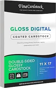 Double-Sided Heavyweight Gloss Digital C2S Cardstock – Perfect for Color Laser Printing, Flyers, Brochures, Photos | 11" x 17" | 80lb Cover | Acid Free, Glossy Coated on Both Sides | 50 Sheets