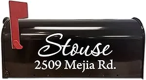 Mailbox Decals Personalized Address and Street Name Outdoor Stickers Vwaq-Cmb1 (19 inch x 9 inch, White)