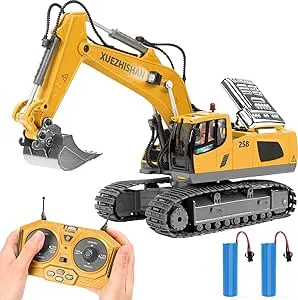 KidsFaves Remote Control Excavator Toys for Boys Turns 680-degree 2 Batteries Metal Shovel Lights/Sounds Construction Toys Birthday Gifts Boy Toys