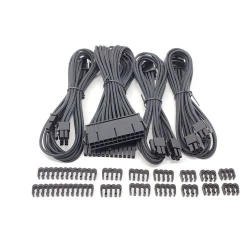 Micro Connectors Premium Sleeved PSU Cable Extension Kit - Black