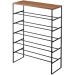 Yamazaki 6-Tier Wood Top Shoe Rack Black