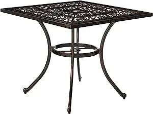 Christopher Knight Home Jamie Outdoor Square Cast Aluminum Dining Table, Shiny Copper