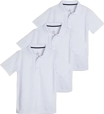 Real Essentials 3 Pack: Boy's Short Sleeve Polo Shirt - School Uniform Active ...